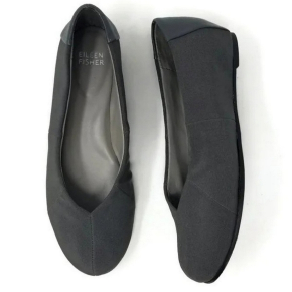 Eileen Fisher Grosgrain Ballet Flats With Hidden Low Wedge Gray Size 6 - Picture 2 of 10